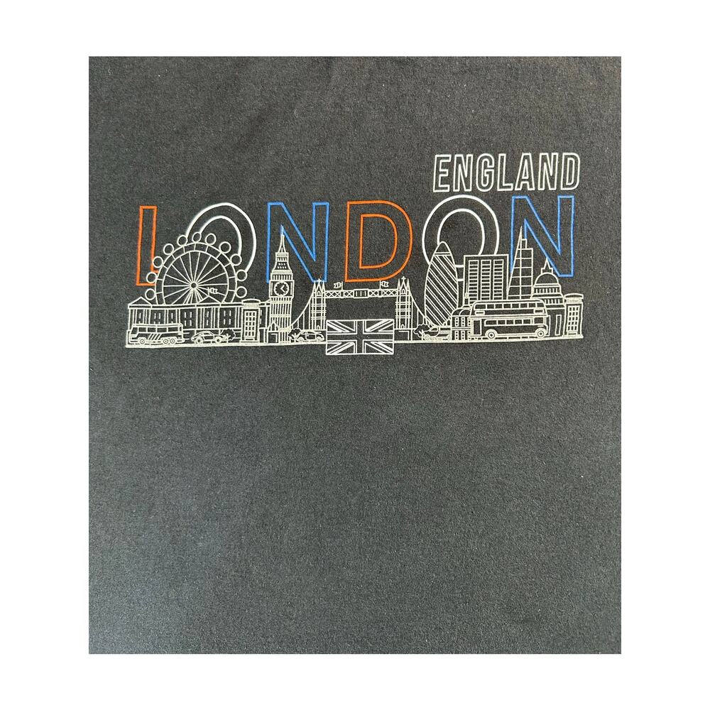 London England Skyline Graphic T Shirt Men's Black Travel Tourist Tee - Picture 3 of 5